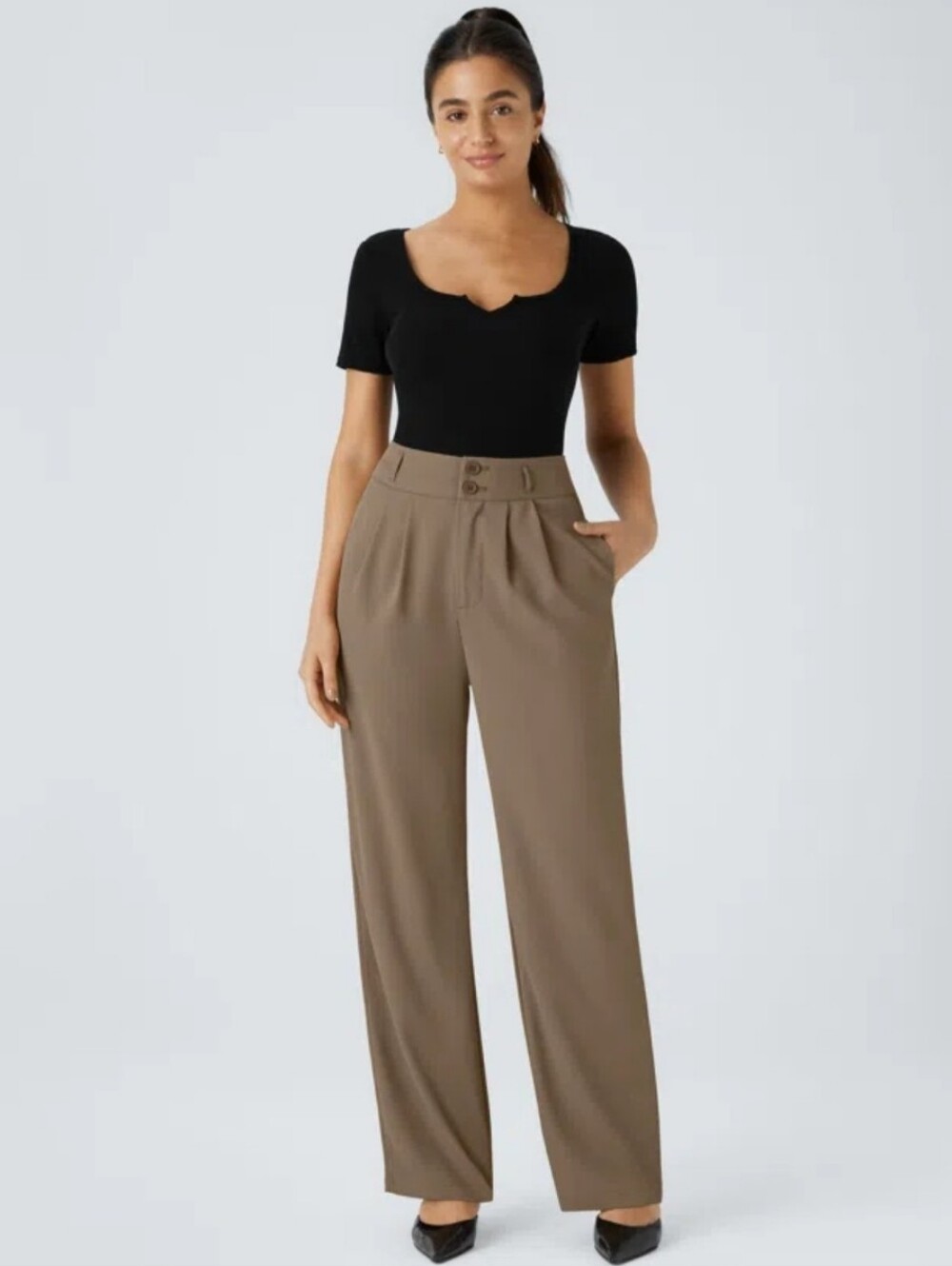 Halara Flex™ High Waisted Zipper Pocket Shirred Straight Leg Work Pants